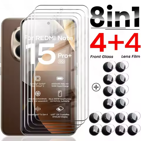 Redmy Note15Pro+ 5G Glass 8To1 9D Curved Tempered Glass For Redmi Note 15 Pro+ Pro Plus Note15 5G Ca
