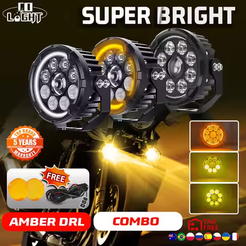 CO LIGHT 5" Additional LED Motorcycle Lights Front Headlight High Low Beam DRL 3500K 6500K 12-80V St