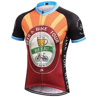 21Grams Men s Short Sleeve Cycling Jersey Black / Orange Retro Novelty Oktoberfest Beer Bike Jersey