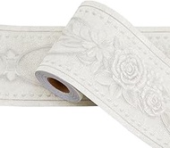 SUPERFINDINGS 10.6 cm 5 m Roll 3D Wall Edge with Self-Adhesive White Vintage Patterns Flexible for P