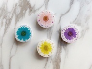 真花押花 白底押花手機氣墊支架 氣囊支架 捲線器 耳線收納器