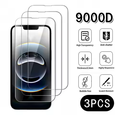 3PCS 9H Hardness Tempered Glass Film For iPhone 15 16 17 Pro Max Screen Protector For iPhone X XR XS