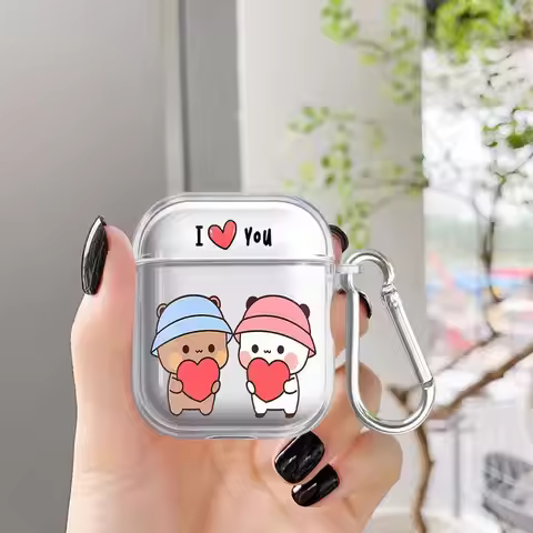 Cartoon Couple B-Bubu Case For Airpods 1 Pro2 2 3 Pro3 Pro 4 Clear Earphone Cases Cover