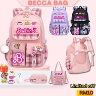 ❤️In stocks❤️barbie beg sekolah perempuan bag sekolah budak lelaki purple barbie bag school 46 CM wa
