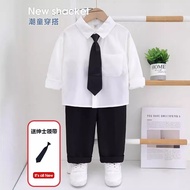 Boy's Shirt 2026 Children's Casual Top Boy Baby Handsome Shirt Children's White Children's Clothing