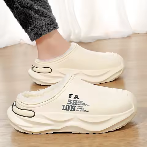 Men Shoes Winter Warm Shoes Plush Lining Indoor Cotton Slippers Couple Platform Outdoor Kitchen shoe