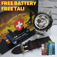 Jam Tangan Pria Swiss Army Original Tali Stainless Stee Tanggal & Chrono Aktif Free Tali & Battery C