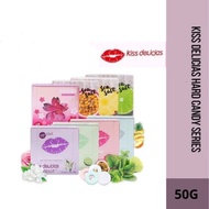 [50G BOX] KISS DELICIAS SUGAR FREE MINT CANDY (GREEN GRAPE/ROSE LYCHEE/PASSION FRUIT/PEACH/WATERMELO