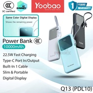 【3C Certified】Yoobao Q13 10000mAh Powerbank 22.5W Fast Charging Power Bank Yoobao PDL10 Built-In Cab