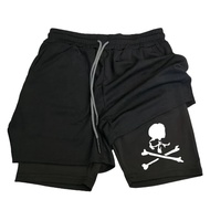 Men's double-layer 2-in-1 shorts unning and fitness shorts outdoor quick-drying and breathable fitne
