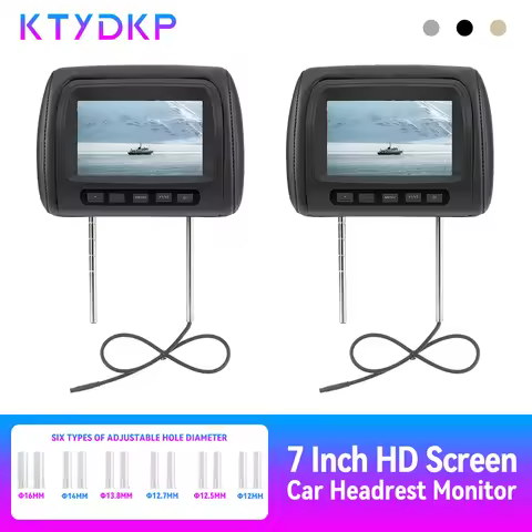 KTYDKP Car Headrest Monitor Rear Seat no Touch Screen Pillow 7 inch TFT LCD Display Remote Control A