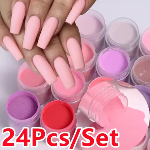 24 Colors Solid Nude Nail Acrylic Powders Extension/Carving/Dipping Crystal Powder 3D Natural Dry Pr