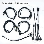 DC 1 Female to 2 3 4 5 way 22awg 18awg Male connector Power Supply Splitter Plug adapter Cable cord 