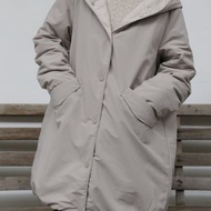 雙面穿披肩領羽絨大衣 灰米色 + 米色 251108-1