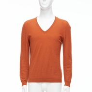 GUCCI Vintage 100% cashmere  rust orange V-neck long sleeve sweater L