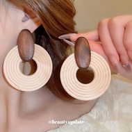 Amazon Exaggerated Geometric Large Round Wooden Earrings Threaded Earrings Earrings European America