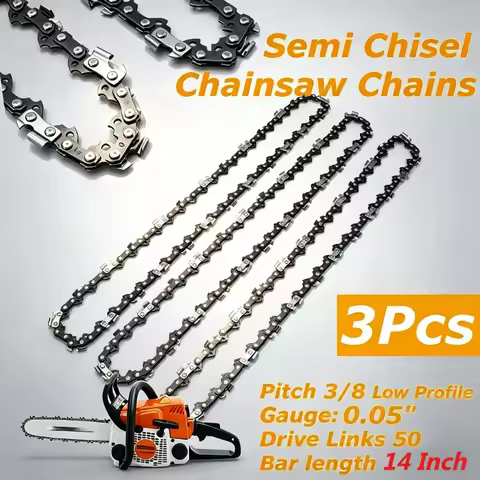 14 Inch Semi Chisel Chainsaw Chain 3/8" LP 0.050" Gauge 50 Drive Links Heavy Duty Replacement for St