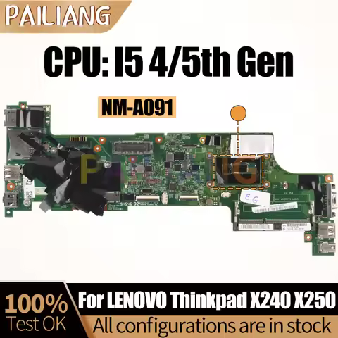 For LENOVO Thinkpad X240 X250 Notebook Mainboard NM-A091 I5 4/5th Gen 04X5164 00HM952 04X5166 Laptop