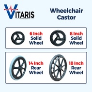 Hospital Wheelchair Replacement Wheel – 6 & 8 Inches Solid, 14 & 18 Inches Rear (Screws Included)