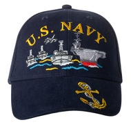 United States Navy USN Ship Fleet by Sea, Air and Land Embroidered Cap Hat - Adjustable Blue