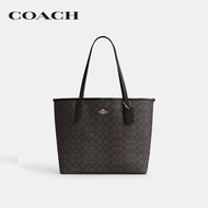 COACH กระเป๋าทรงสี่เหลี่ยมผู้หญิงรุ่น City Tote Bag In Signature Canvas CV976 IMXAQ สีน้ำตาล
