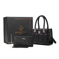HONYAN PLUS Tas Wanita Caroline Gift Set Tas Selempang Wanita Slingbag Wanita Gift Set 2In1 Premium