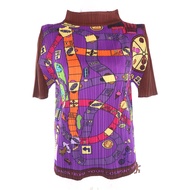 成色極佳 ★ 三宅一生PLEATS PLEASE PP73-JK622 雙六（日本棋盤遊戲）印花短袖高領拼接上衣，多色，3碼，日本製造，正品，女款