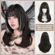 TSE 2026 Summer New Product: Womens Long Straight Synthetic Fiber Full Wig With Inward-Curled Ends A