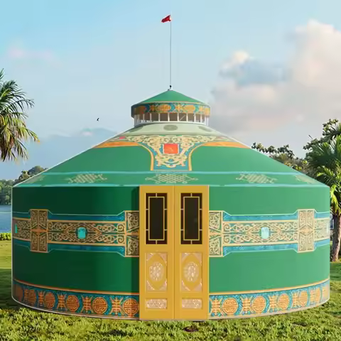 YTYIN Factory Sales PVC Cotton Yurt Teepee Tent 5M 7M 8M 12M Outdoor Glamping Bell Mongolian Tent Fo