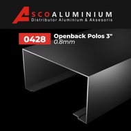 Aluminium Open Back Polos Profile 0428 kusen 3 inch