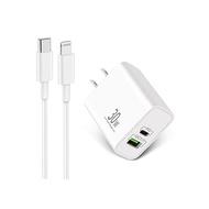 LUOSIKE 30W Type-C quick charger (extended USB-A port) and 2m USB C - Lightning cable, PD/PPS