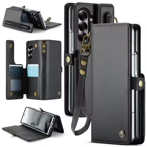 CaseMe Leather Wallet Case for Galaxy Z Fold 7 RFID Card Slots Magnetic Flip Phone Cover For Samsung