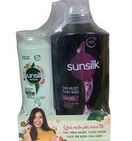 Dầu gội Sunsilk đen óng mượt rạng ngời chai lớn tặng kèm dầu gội dưỡng ngăn gãy rụng nhỏ