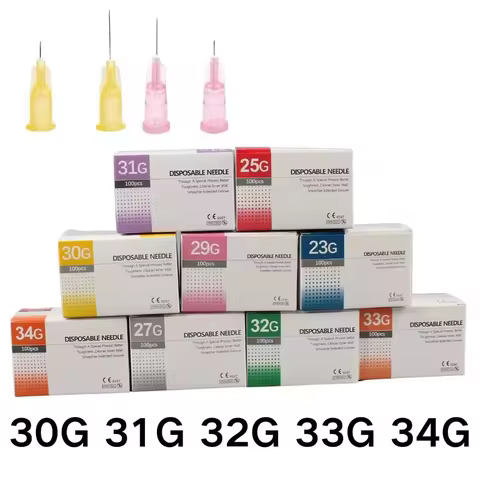 30G-34G painless needle Piercing Transparent Syringe Injection glue Clear Tip Cap Pharmaceutical inj
