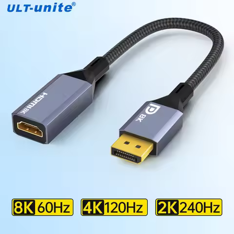 Displayport to HDMI Adapter 8K DP 1.4 to HDMI Adapters Male to Female 8K60HZ 4K120HZ Display Port Co