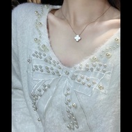 【Pawnable】 (Vca)Van Cleef/ (Vca)Van Cleef Rose Gold White Mother-Of-Pearl Four-Leaf Clover Necklace 