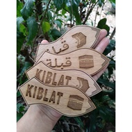 Capal Tanda Penunjuk Arah Kiblat Solat Kayu Plywood Engrave Wood Corak Mekah Qiblat Sign Murah