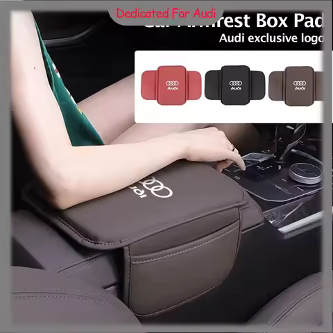 Car Leather Armrest Mat Arm Rest Box Cushion Protection Decoration Pad for Audi Sline A4 A6 Q2 A8 Q5