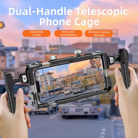 Universal Smartphone Video Rig with Handles 67mm Filter Adapter Phone Cage for iPhone 14 13 15 Pro M