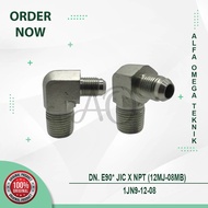 ELBOW ADAPTOR 90 HYDRAULIC HOSE NEPEL JIC 3/ 4" x NPT 1/2" 12MJ-8MB