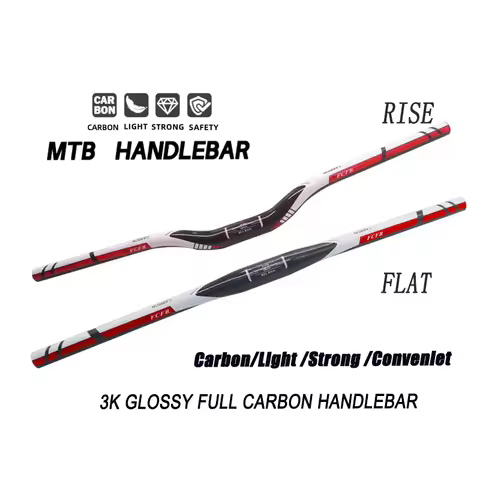 Mtb Carbon Handlebar Bicycle FCFB red Carbon Handlebar 31.8*580-720/740/780mm glossy Black Handlebar