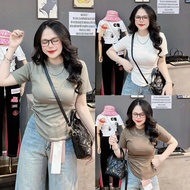 Women's T-shirt Short sleeves, round neck, slim fit, plain waist (Ma Tron Tn CRE 6m) Top Women 661