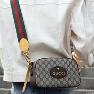 GUCCI老花虎頭綠紅綠背帶側背包 476466