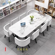 8-Seater Long Space Saving Dining Table Chairs Set | High Quality Wood Dining Table | Meja Makan Jim