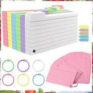 300 Pack Index Cards, 3inch X 5inch Ruled Index Cards with Ring, Colored Lined Flash Cards, Both Sid