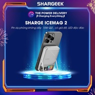 Pin dự phòng không dây Sharge ICEMAG 2 công nghệ Qi2 công suất 15W có giá đỡ LED độc đáo cải thiện