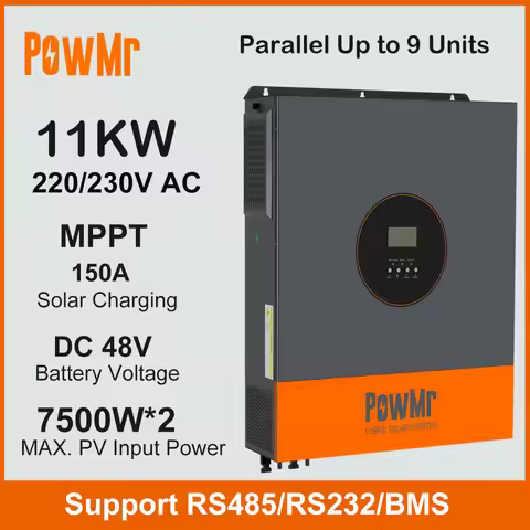 PowMr 11KW Solar Hybrid Inversor With 150A MPPT Solar Charge Controller 48VDC To 230VAC Support Para