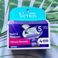 (Gillette Venus®) Swirl & Platinum Deluxe Smooth 5 Delux Blades 4 Cartridges ยิลเลตต์วีนัส ใบมีดโกน 