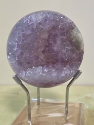 全新紫水晶開口笑(晶花方解石共生)