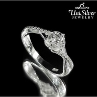 Unisilver 925 Sterling Silver Solitaire Stone Engagement Ring (RS558-1001)